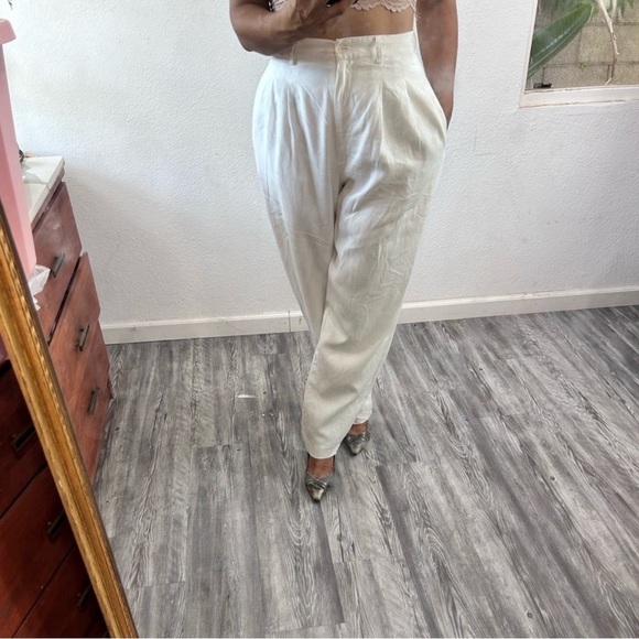 Vintage Amanda Smith Pure Linen white high rise pants size:10 - Picture 4 of 15